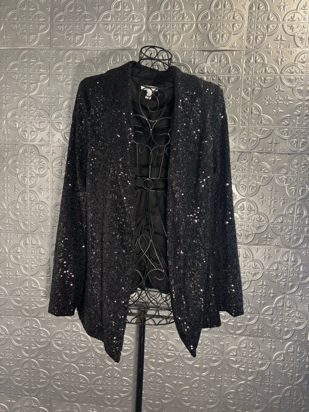 Nine West plus size sequin blazer jacket whimsical mob wife shiny eccentric